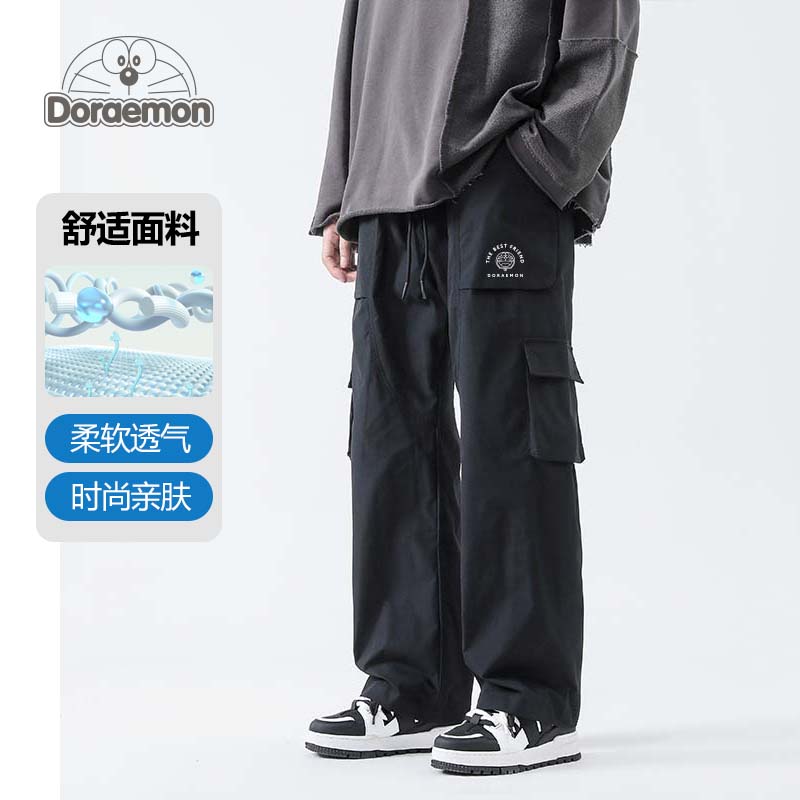 哆啦A梦宽松直筒潮牌休闲长裤男