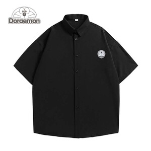 DORAEMON/哆啦A梦短袖衬衫男2024新款夏季潮牌潮流宽松T恤半截袖