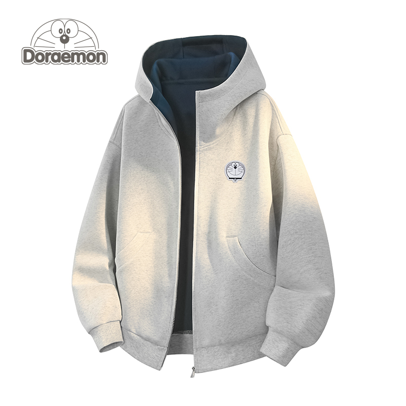 哆啦A梦美式连帽休闲开衫卫衣男女秋冬季新款宽松百搭运动外套潮