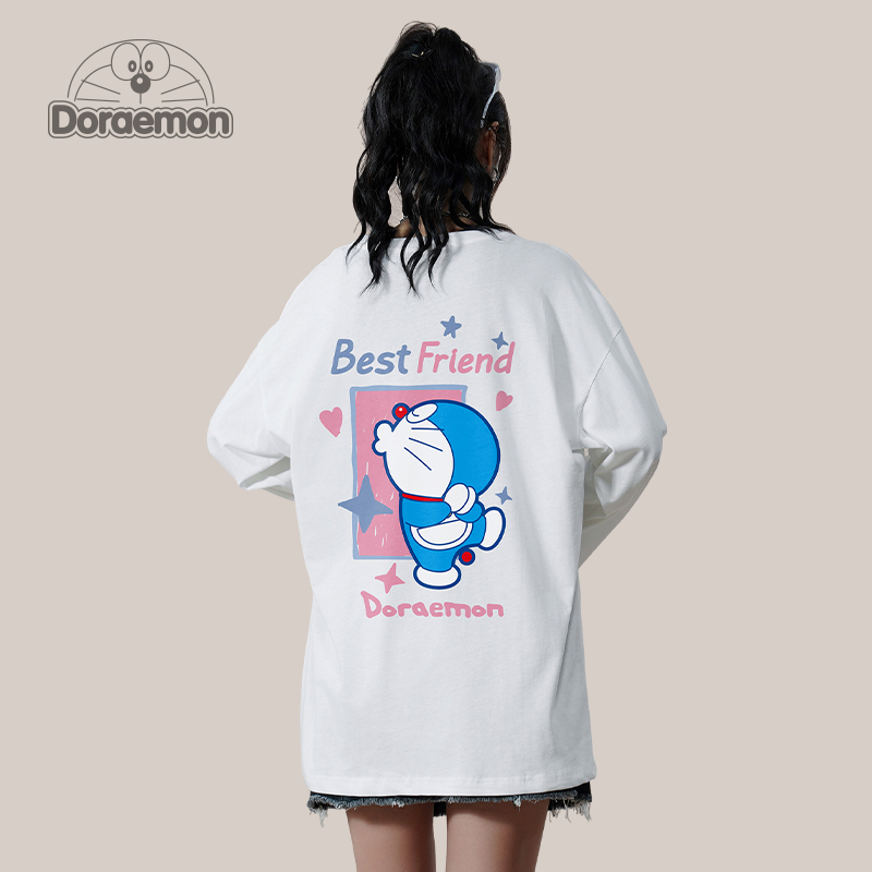 DORAEMON/哆啦A梦联名纯棉长袖t恤男女款春秋冬季情侣内搭打底衫T-封面