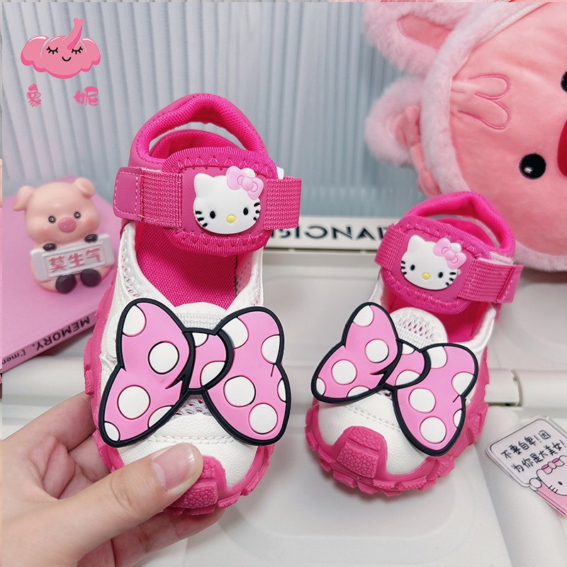 玫红色运动包头凉鞋女款2026年新款儿童女孩公主女生鞋子软底防滑