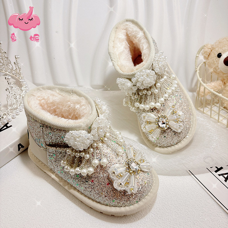 女童冬季保暖加绒雪地靴防滑耐磨