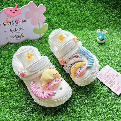 女童毛绒棉拖鞋秋冬新款加绒拖鞋