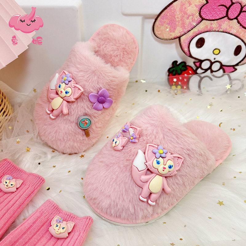 多巴胺棉拖鞋女款冬季2025新款儿童室内家居保暖包头毛绒女孩棉鞋