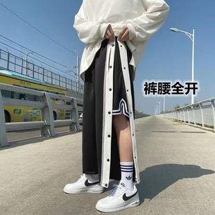 骨折术后穿的裤子腰部全开扣腿脚打石膏专用排扣秋冬加绒男女长裤