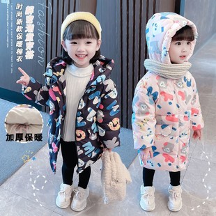 女童棉衣冬装中长款加厚羽绒棉棉服儿童冬季一5岁宝宝外套棉袄
