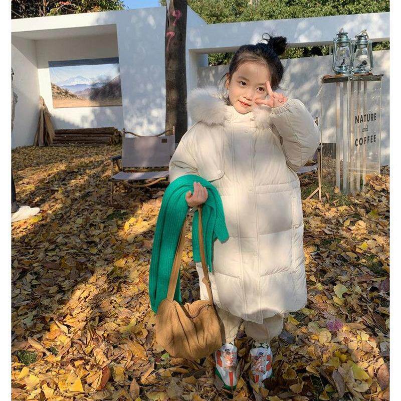 中大女童冬季新款棉衣女孩儿童洋气羽绒棉服冬装加厚中长款外套潮