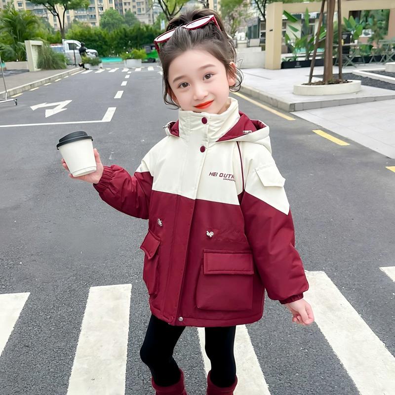 女童冬季加绒加棉外套2025新款儿童洋气棉衣中大童女孩冬装上衣潮