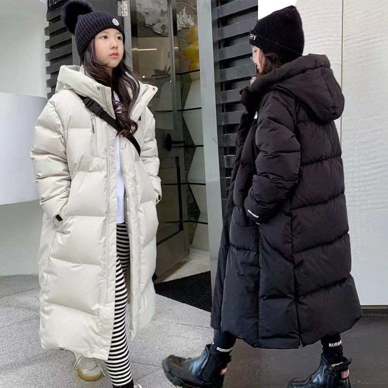 2024冬季童装女童过膝长款加厚中大童外套儿童洋气冬装新款棉服潮