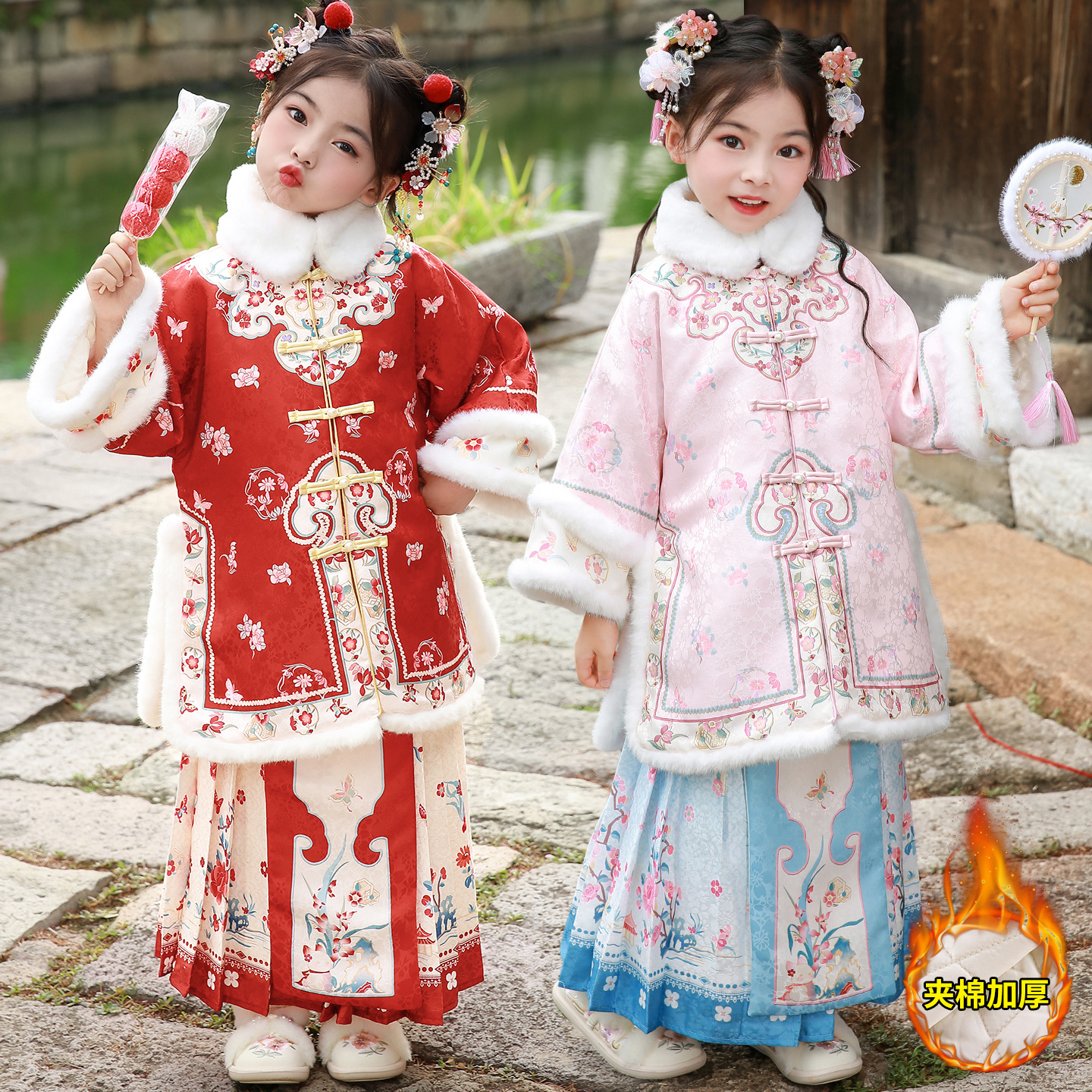 女童马面裙汉服套装2025新款中国风加厚宫廷儿童唐装格格服拜年服