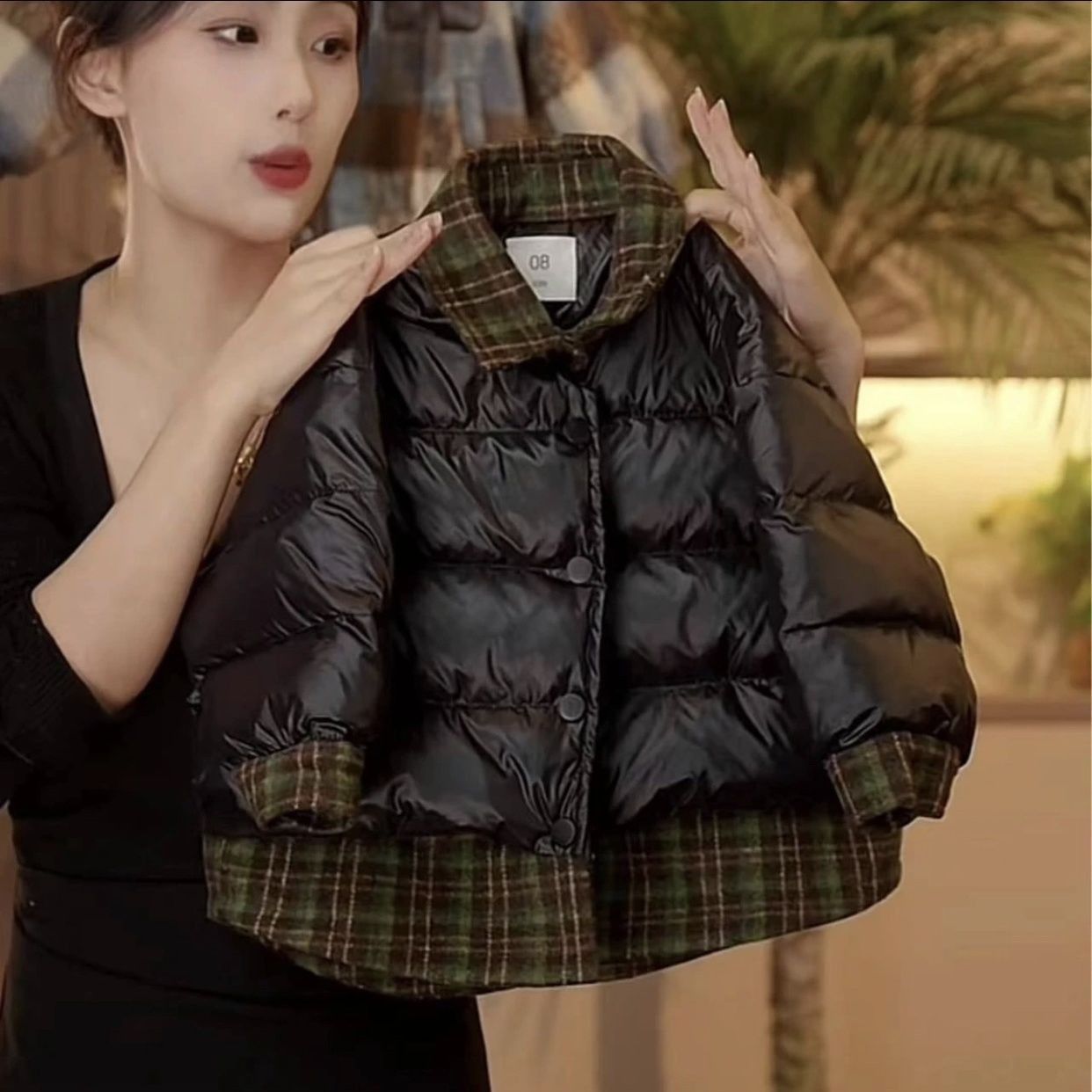 儿童冬季棉服2025新款时尚男童假两件衬衫式女童加厚保暖羽绒棉服