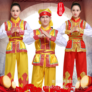 打鼓服女新款中国风舞蹈服男女腰鼓队锣鼓队演出服装舞龙舞狮服装