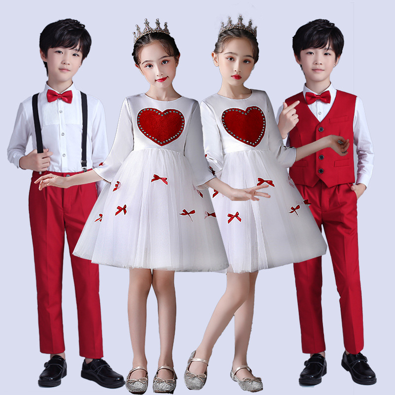 儿童少先队员演出服中小学生女童心向红领巾国庆大合唱舞蹈表演装