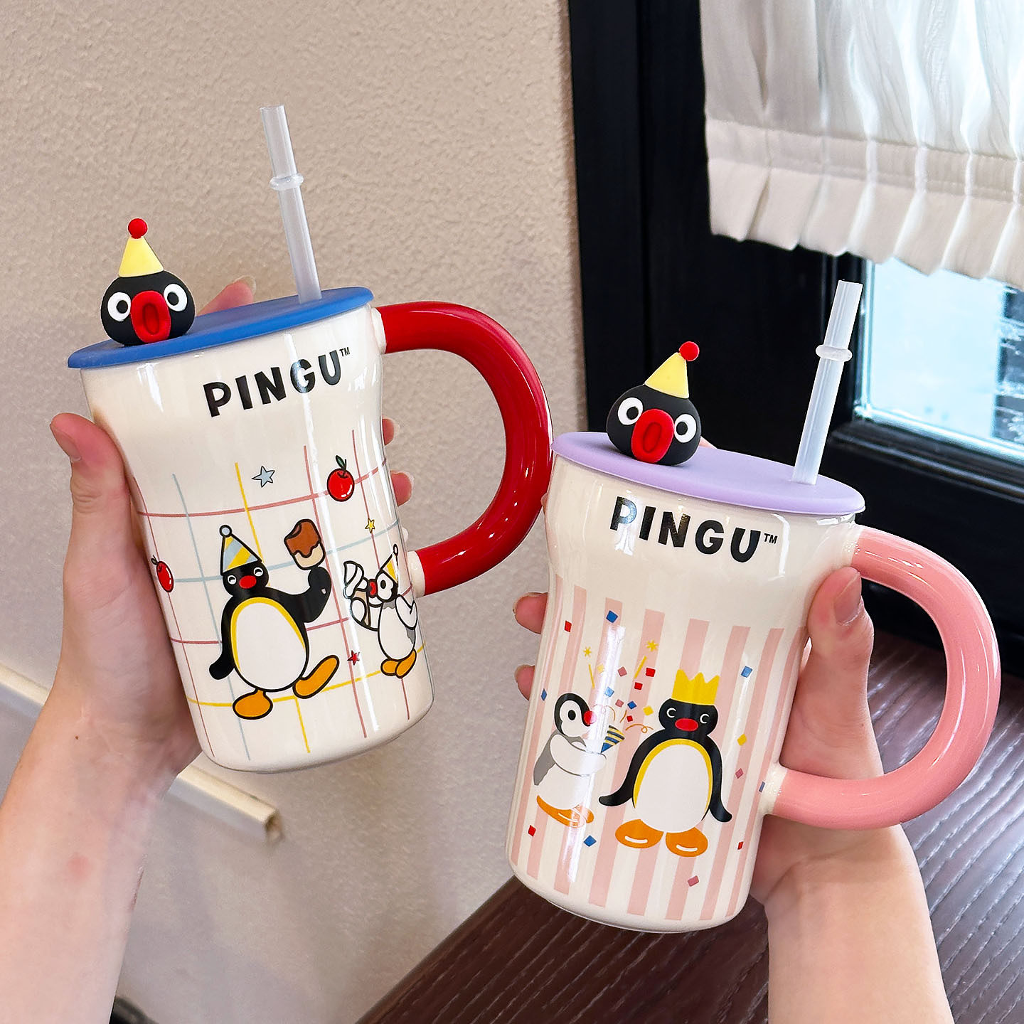 陶典Pingu联名可爱吸管马克杯图片