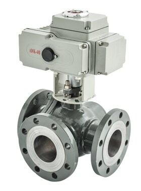 电动法兰三通球阀 碳钢 铸钢 WCB 三通换向阀 AC220V DC24V Q945F