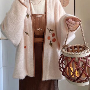 原创汉服女【梨落阁玉】宋制飞机袖开衫改良日常汉元素套装秋冬季