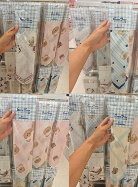 名创优品GWEN BEAR奶油系列趣味满印小熊丝巾MINISO