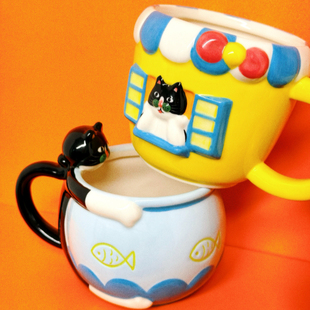 有蒂棵棵原创富贵异形陶瓷水杯可爱咖啡杯高颜值创意情侣生日礼物