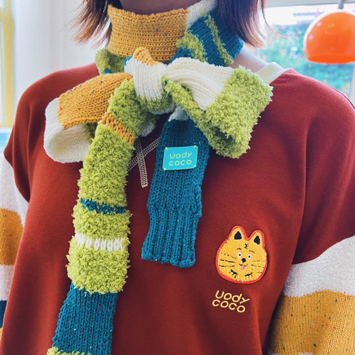 uodycoco原创条纹撞色围巾