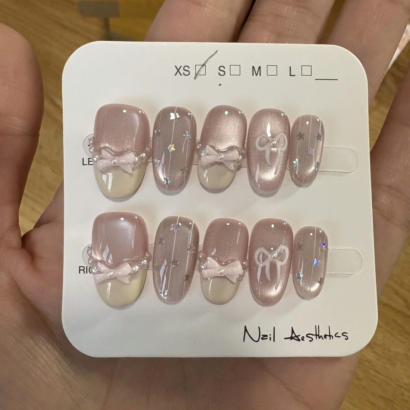 【少女心事】玻璃珠猫眼蝴蝶结饰品仙气温柔显白纯手工穿戴甲