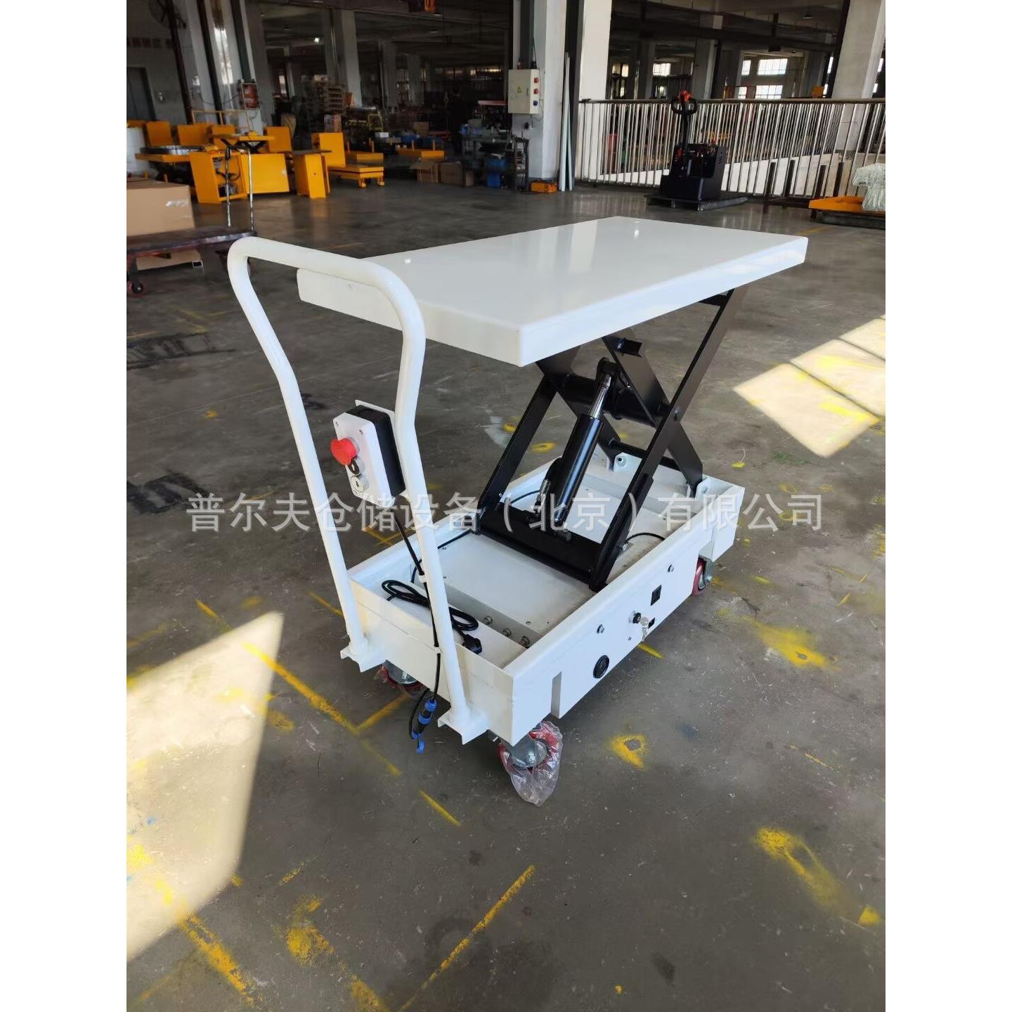 现货半电动升降平台车手动脚踏液压手推移动剪叉式模具搬运车