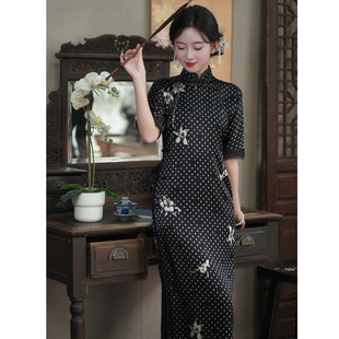 墨染｜梦回2025新款秋女高级感古法全开襟曳地旗袍高端大气上档次