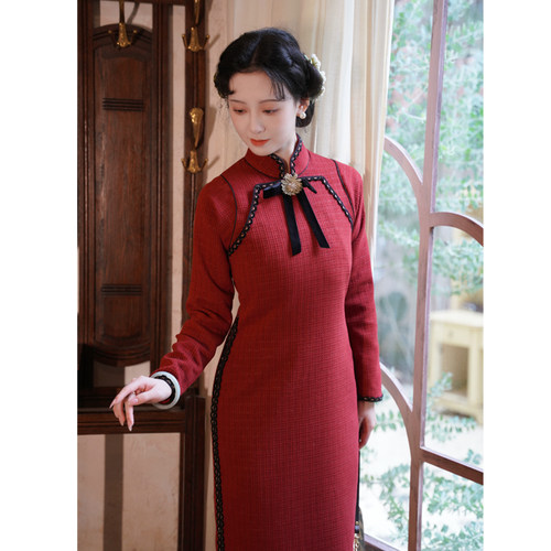 玫瑰的秘密｜长袖旗袍加厚日常可穿高端大气上档次敬酒服小个子穿