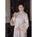 淡春烟｜秋冬中式 民国风复古盘扣提花旗袍夹棉连衣裙加厚假两件