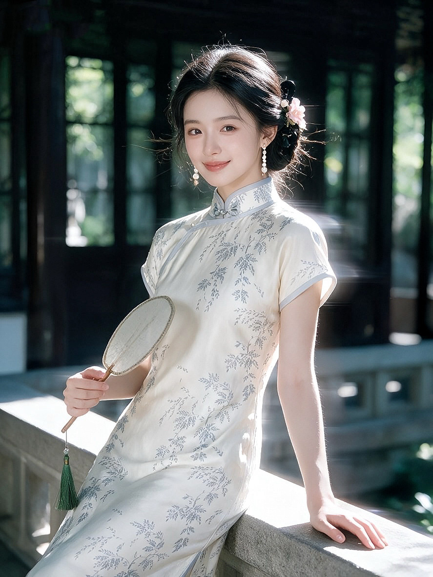 白玉风情｜梦回故里古法平裁剪全襟真丝印花秋季新品旗袍连衣裙