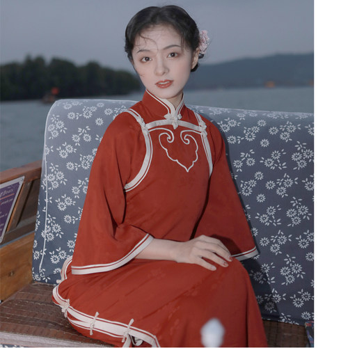 梦回故里倒大袖古法旗袍连衣裙