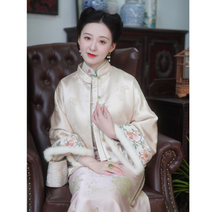 复古唐装 新中式 女上衣醋酸夹棉高级感老钱风外套 银月幽梦