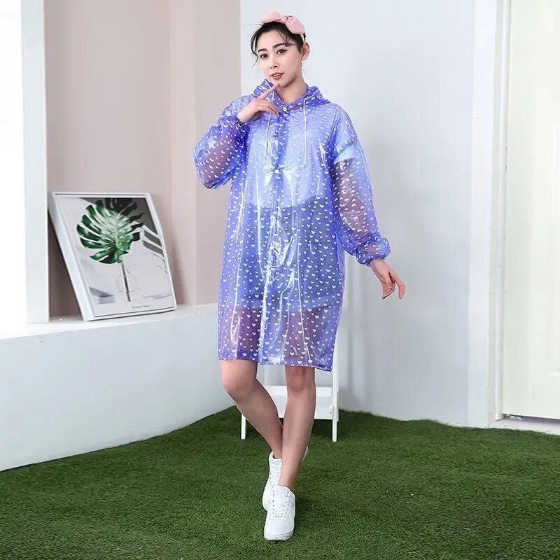 夏季清新短款雨衣女中长款防雨