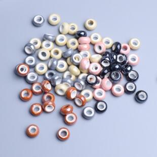 [6mm孔径]陶瓷大孔珠diy饰品配件纯色散珠子手链项链串珠首饰材料