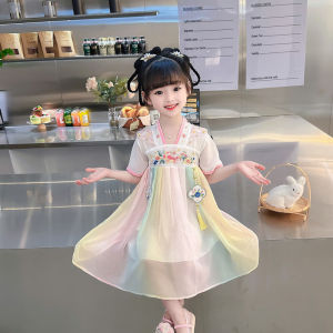 元气小猴女童汉服夏款儿童古装超仙连衣裙2023新款夏装女宝宝公主