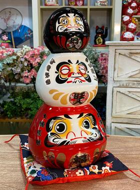 日式和风达摩陶瓷摆件叠罗汉桌面装饰寿司店铺创意开业礼品吉祥物