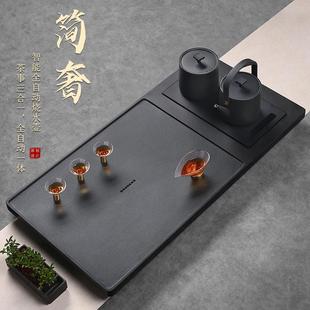 全自动一体上水家用天然石头茶台烧水壶托盘海 乌金石茶盘茶具套装