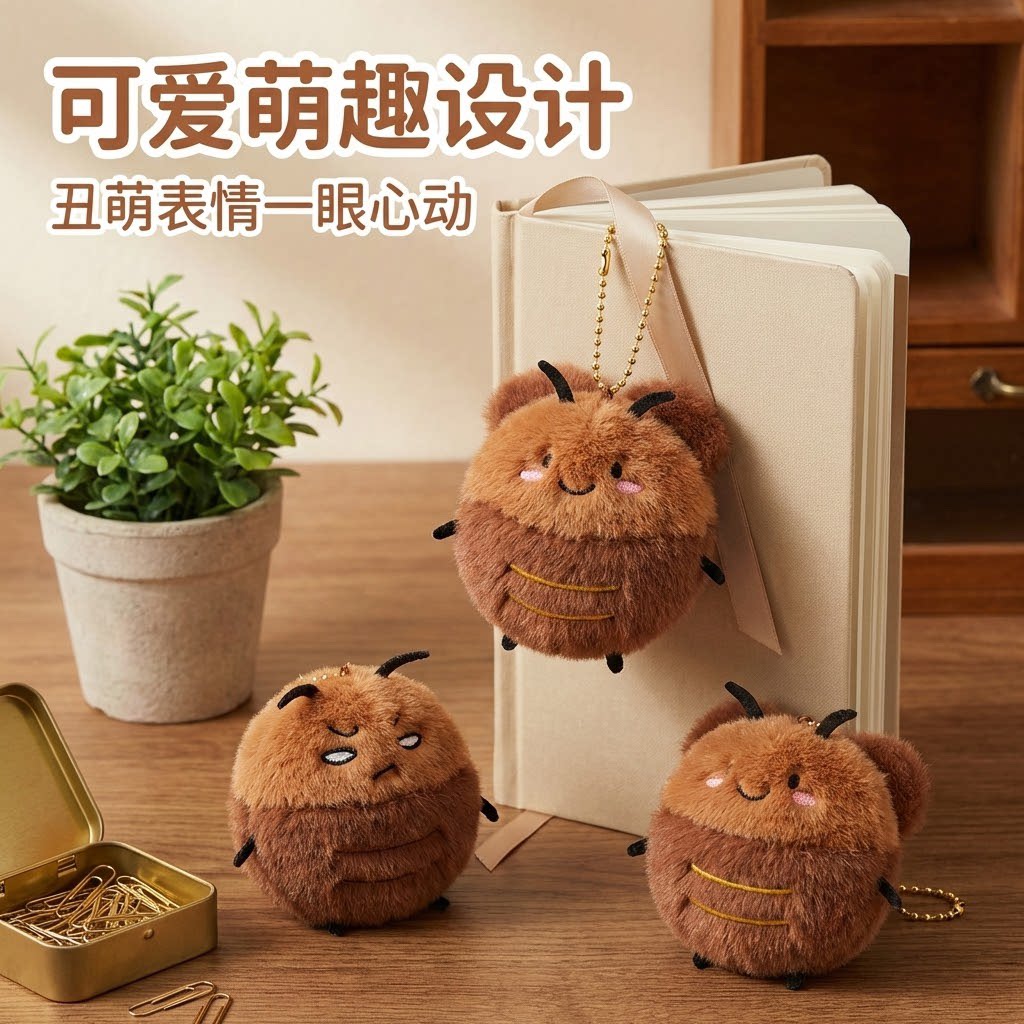 毛绒搞怪蟑螂玩偶挂件小女生礼物图片