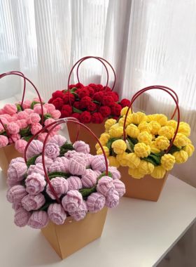 玫瑰花毯包装盒情人节牛皮纸空盒子手提插花袋花束送闺蜜礼物礼盒