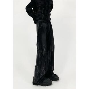 男宽松显瘦高水洗长裤 fit微喇叭直筒复古牛仔裤 Clean 子潮 美式