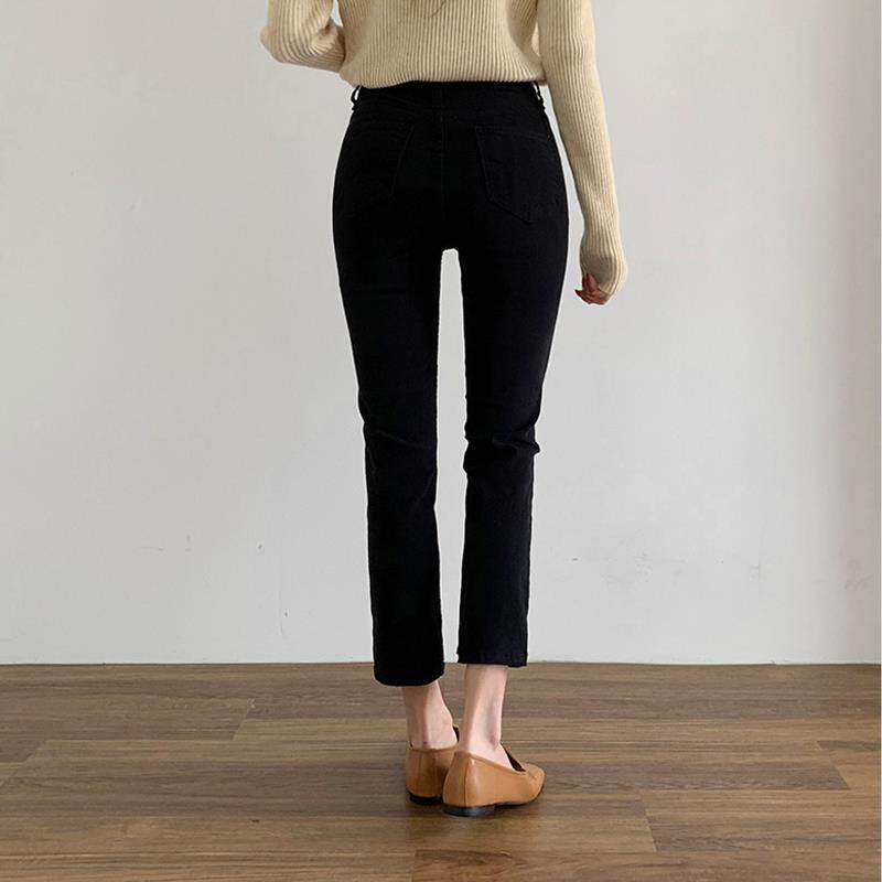 烟管牛仔裤女2024秋冬季新款修身直筒裤高腰显瘦爆款小个子八九分