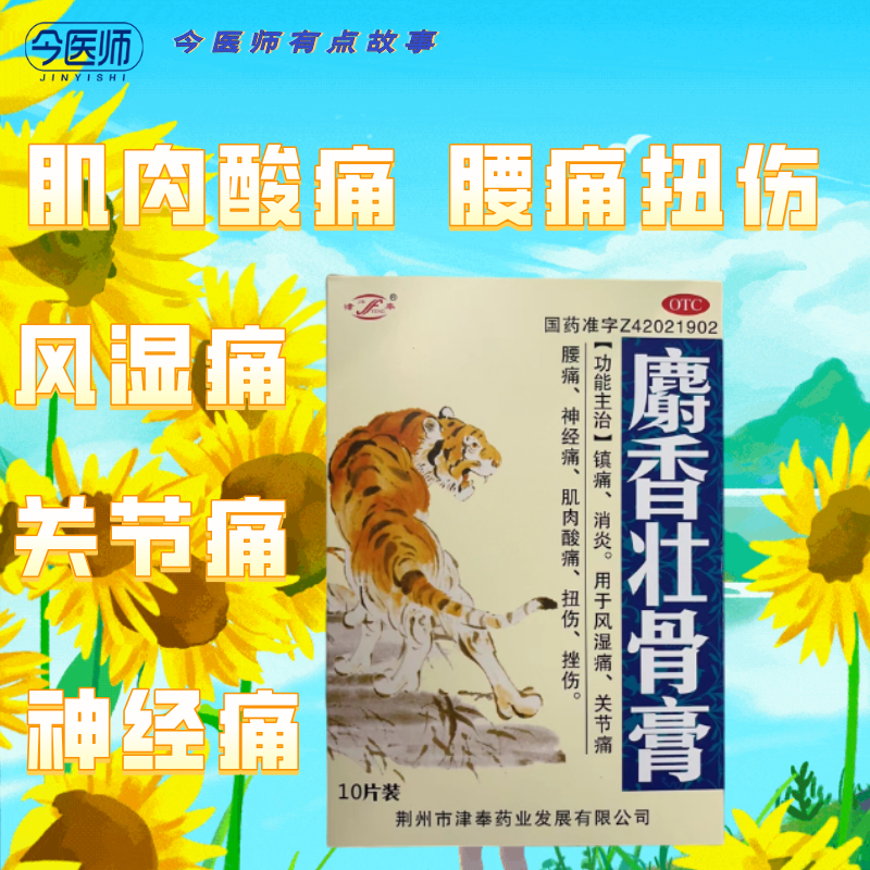 津奉 麝香壮骨膏 7cm*10cm*10片 镇痛消炎风湿痛关节痛腰痛神经痛