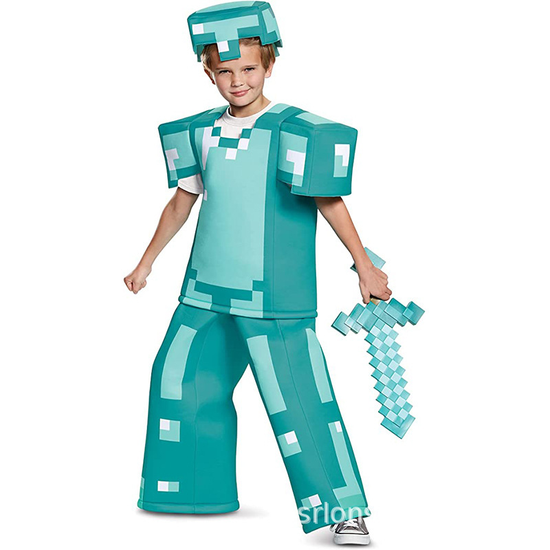 我的世界儿童cos服史蒂夫舞台游戏表演服minecraft万圣节服装现货