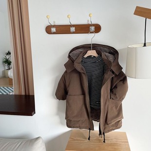 男童加绒保暖棉衣冬装仿兔毛派克棉服男女童韩版一件过冬加棉外套