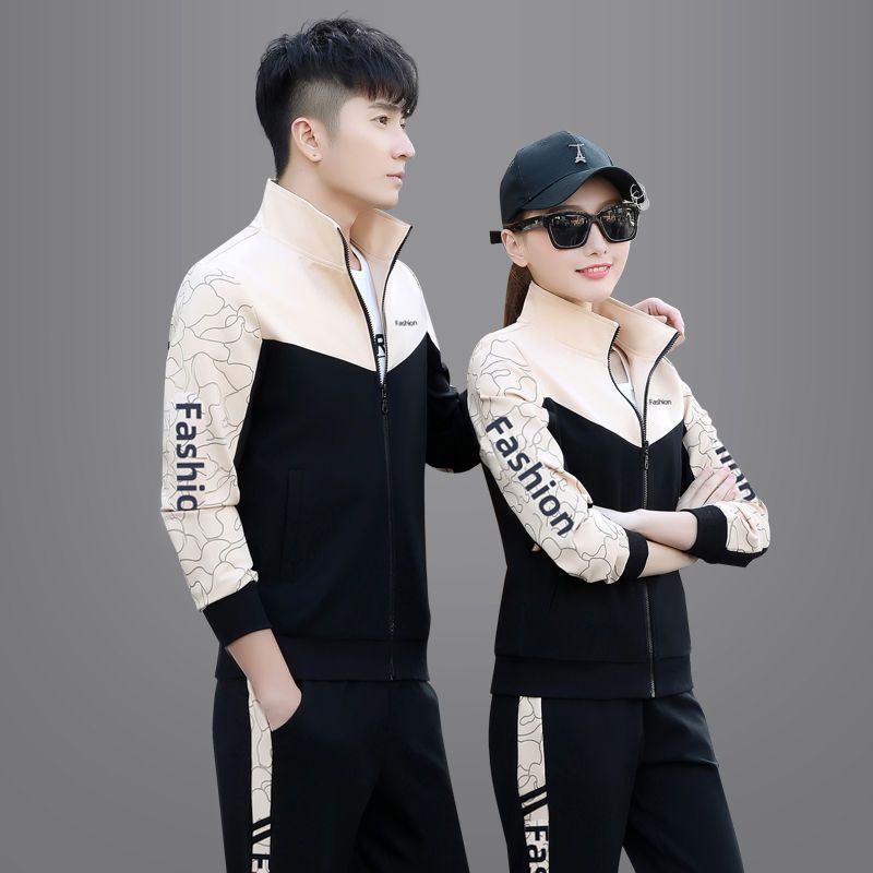 运动服套装男春秋2026新款潮韩版情侣外套三件套男装全套套装卫衣