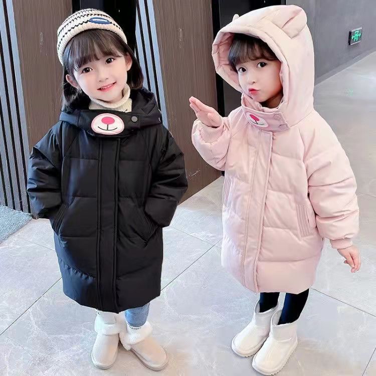 儿童中长款棉服女童宝宝韩版加厚外穿男童2025时尚新款冬款