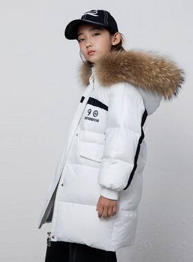 超厚儿童女童中长款2025羽绒服保暖新款冬季鸭绒加厚童装外套连帽