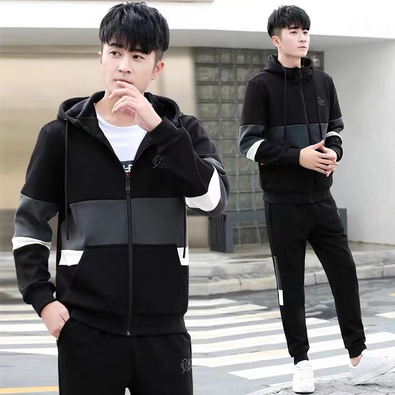 早秋连帽休闲卫衣春秋男士运动服青少年2026年新款大学生男装套装