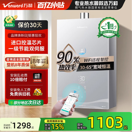 政府补贴万和风信子燃气热水器家用恒温洗澡天然气16L一级节能KA3