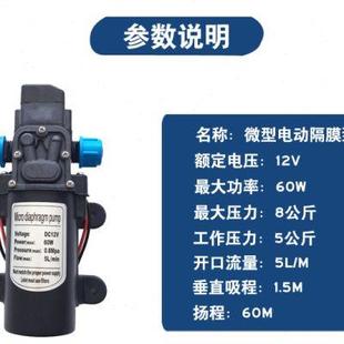 12V24V60W电动隔膜泵直流自吸家用增压洗车植保机喷雾器打药水泵