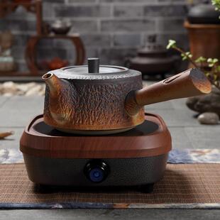 木纹 侧把电热烧水壶电陶炉煮茶器碳炉明火户外单个大陶壶复古个性